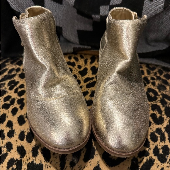 Nina Gold Ankle Boots with Buckles and Zipper - Picture 2 of 8